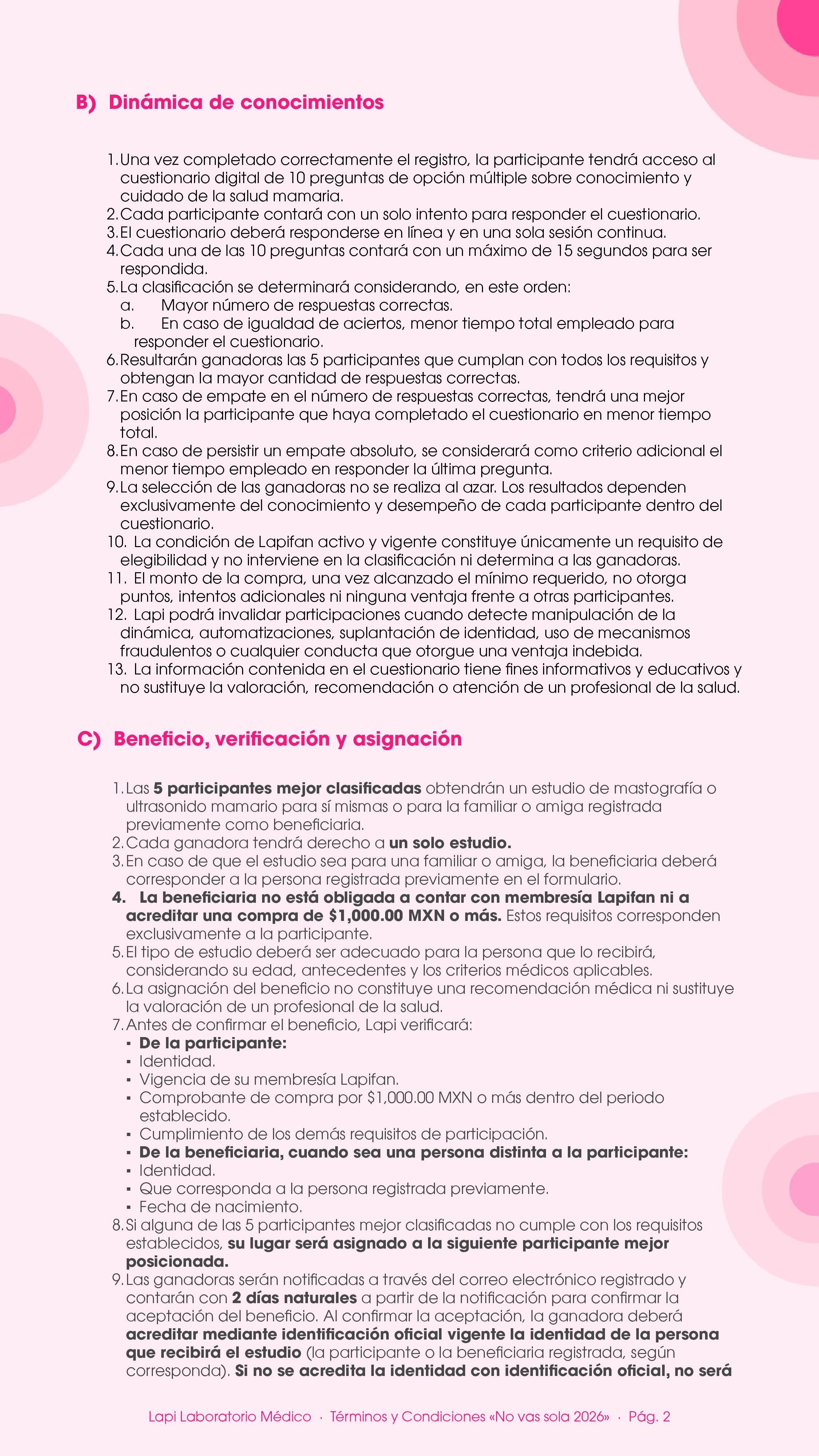 Términos y condiciones — página 2